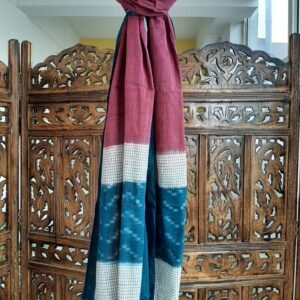Hand woven cotton weft Ikat stole