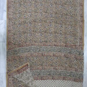 Hand block printed Kalamkari cotton saree