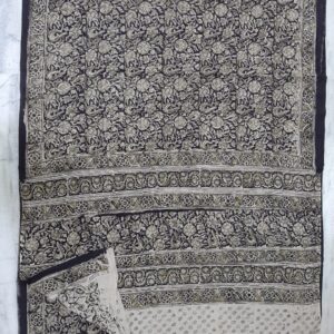 Hand block printed Kalamkari cotton saree