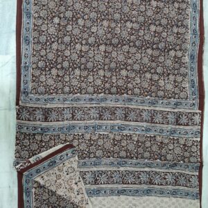 Hand block printed Kalamkari cotton saree