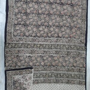 Hand block printed Kalamkari cotton saree