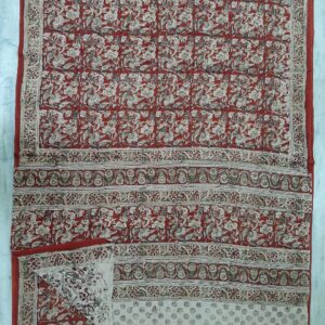 Hand block printed Kalamkari cotton saree