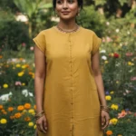 Yellow Cotton Dyed Kurti