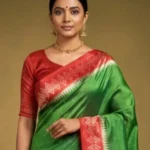 Red and Green Silk Ikat Saree
