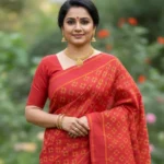 Brick Red Tussar Ikat Saree