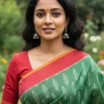 Green and Red Tussar Ikat Saree