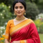 Red and Orange Gadwal Kuttu Saree