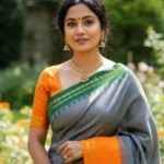 Orange and Grey Gadwal Kuttu Saree