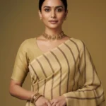 Light Golden-Yellow And Deep Brown Bobbili Natural Dye Saree