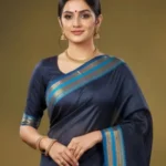 Navy Blue Narayanpet Silk Saree