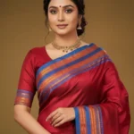 Red And Sky Blue Narayanpet Silk Saree